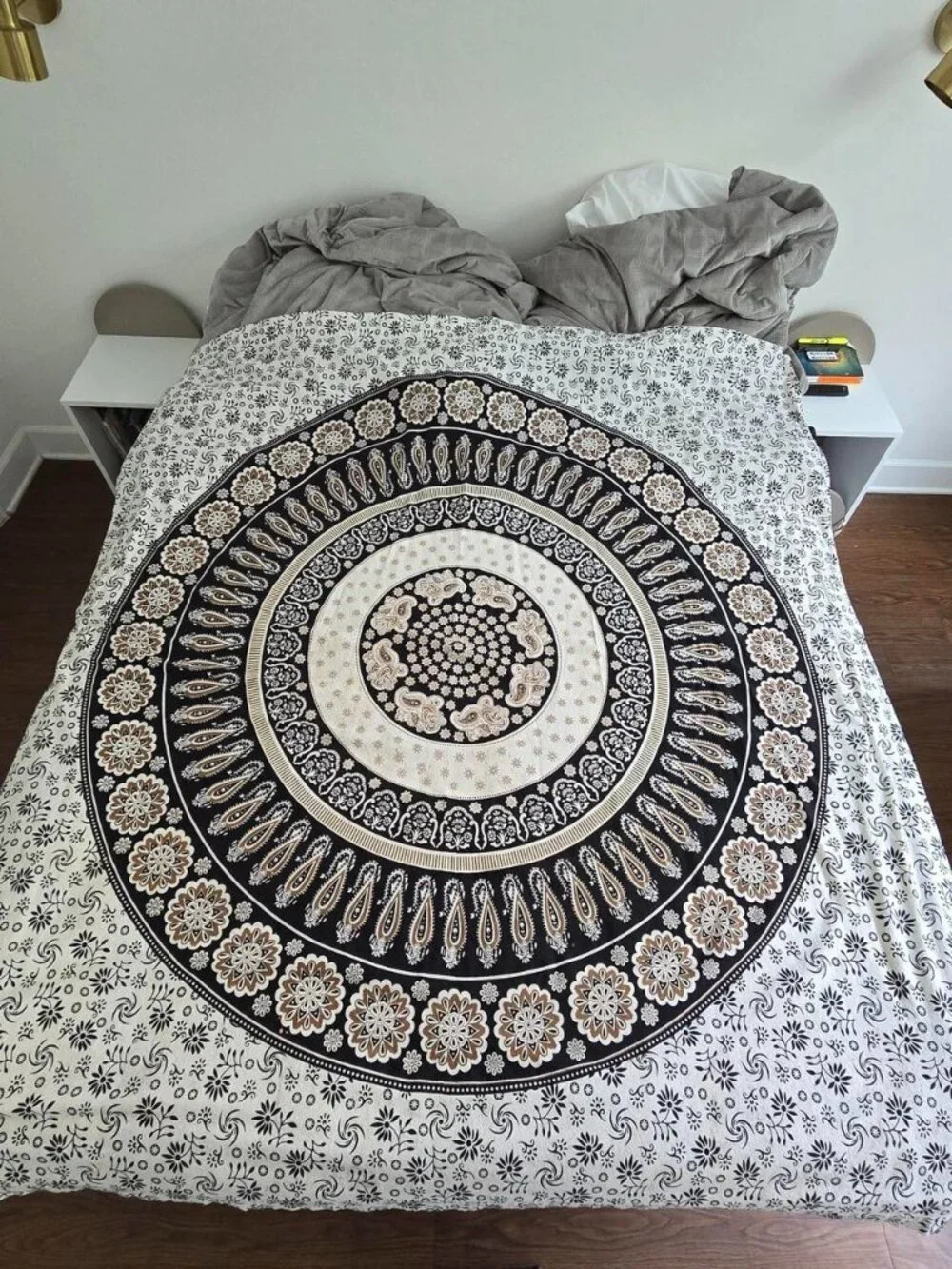 Black Brown Cream Mandala Shower Curtain